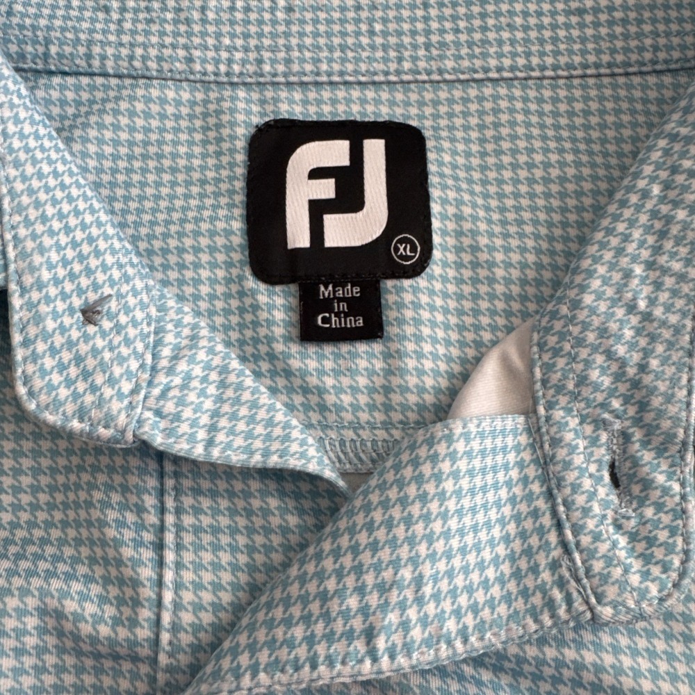 FootJoy Polo Shirt Mens XL Blue Houndstooth Golf Performance Stretch Collared - Picture 3 of 8